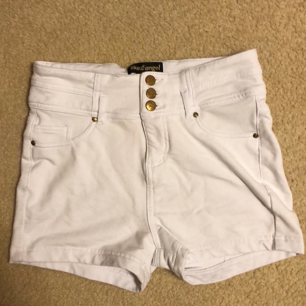 White high-waisted shorts